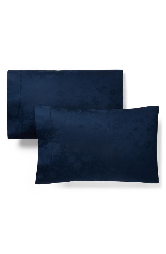 Shop Ralph Lauren Bethany Floral Jacquard Sheet Set In Polo Navy