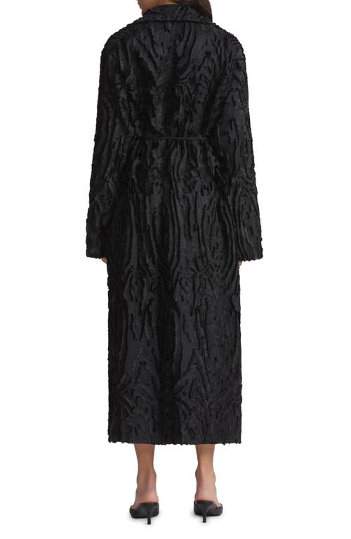 Shop Lafayette 148 New York Wood Grooves Clipped Jacquard Longline Wrap Coat In Black