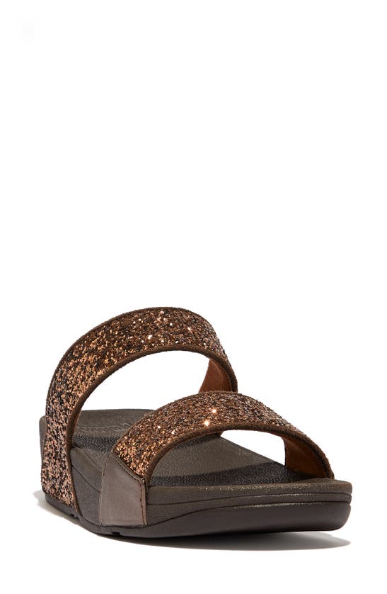 Fitflop Lulu Glitter Slide Sandal In Chocolate Metallic