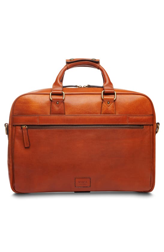 Shop Bosca Italia Stringer Leather Briefcase In Amber