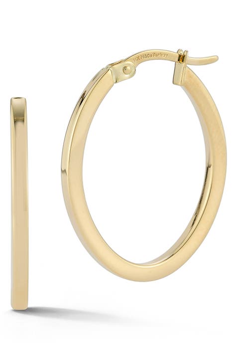 14K Gold Square Tube Hoop Earrings