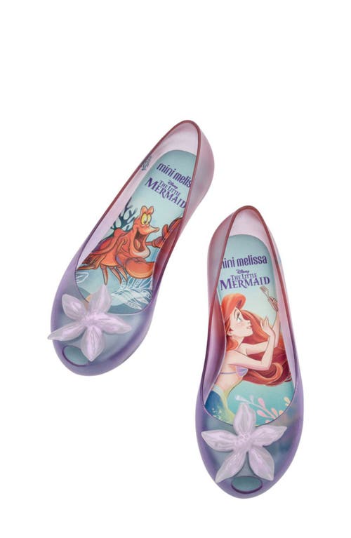 Melissa X Disney® The Little Mermaid Mini Ultragirl Flat In Clear/purp