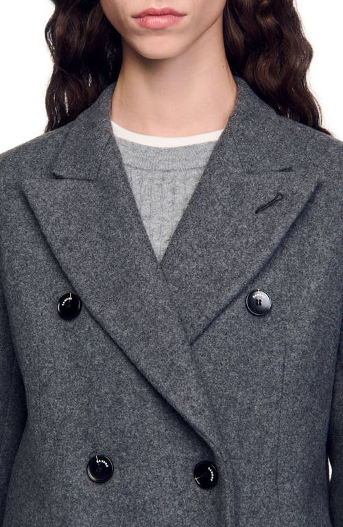 Shop Sandro Long Coat In Grey