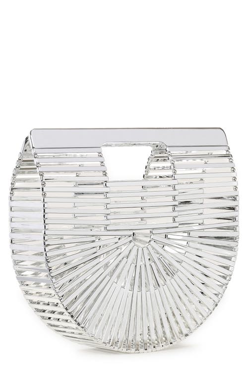 Cult Gaia Mini Ark Top Handle Handbag In Shiny Silver