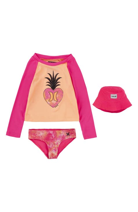 Kids' UPF Two-Piece Rashguard Swimsuit & Bucket Hat Set (Toddler)