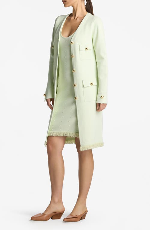 St John St. John Collection Two-tone Stretch Piqué Knit Jacket In Pale Lime/optic White