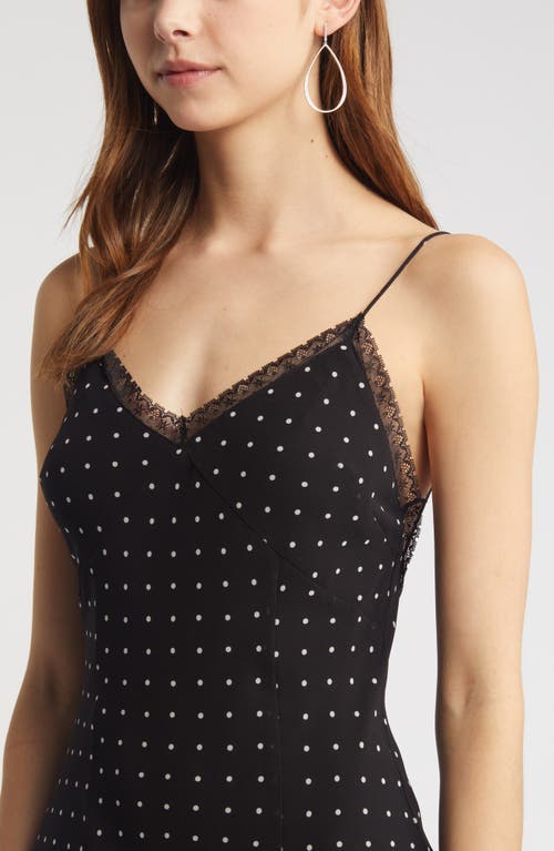 Shop Open Edit Polka Dot Lace Trim Slipdress In Black Ode Dot