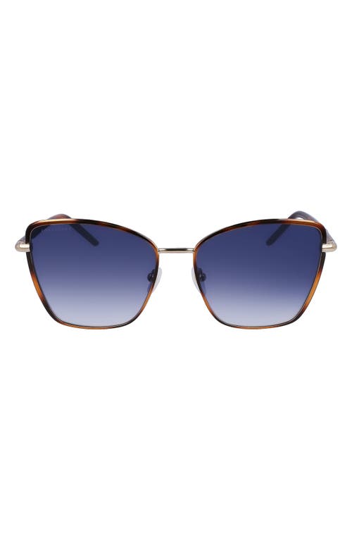 Longchamp 58mm Gradient Butterfly Sunglasses in Havana/Gradient Blue