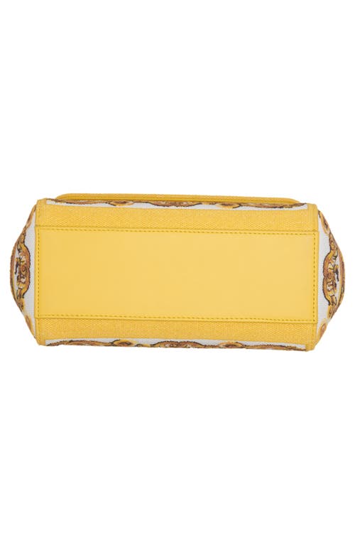 Dolce & Gabbana Dolce&gabbana Sicily Majolica Embroidered Canvas Satchel In Azulejos Giallo