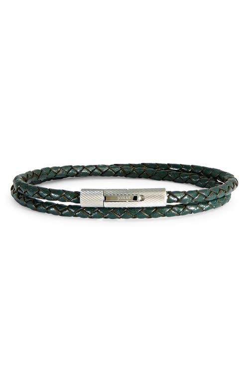 Jonas Studio Braided Leather Wrap Bracelet in Green