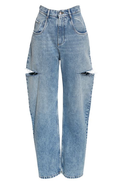 Maison Margiela Womens Blue Icons Cut-out Straight-leg High-rise Jeans In Denim