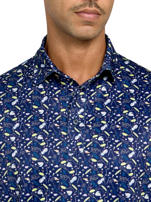 Construct Con.struct Micro Golf Print Performance Golf Polo In Navy