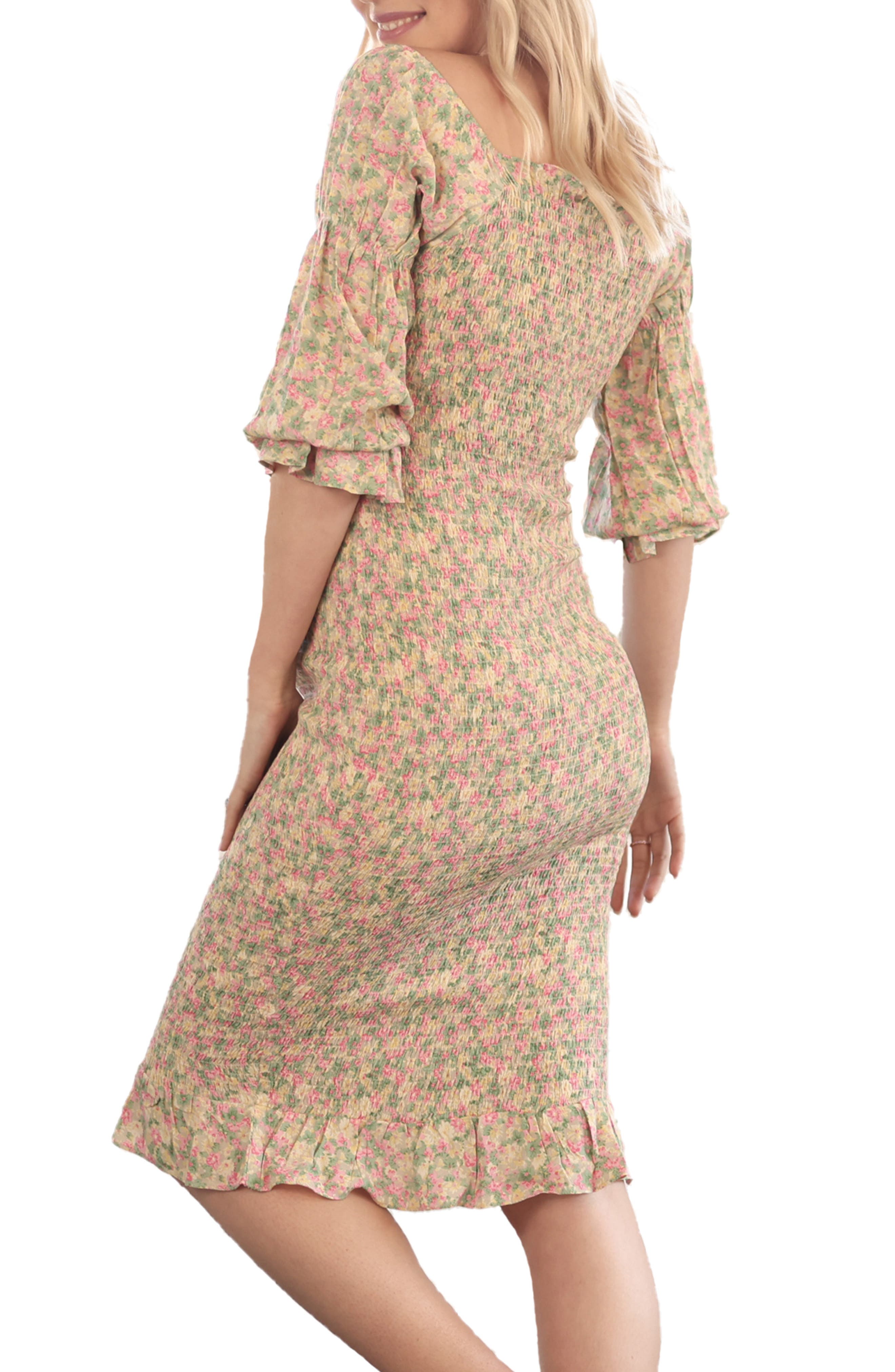 Angel Maternity Floral Smocked Off the 