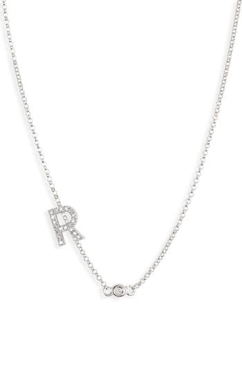 Meshmerise Bezel Diamond Initial Chain Necklace In White-r