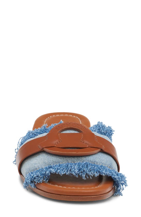 Shop Moncler Bell Slide Sandal In Washed Denim