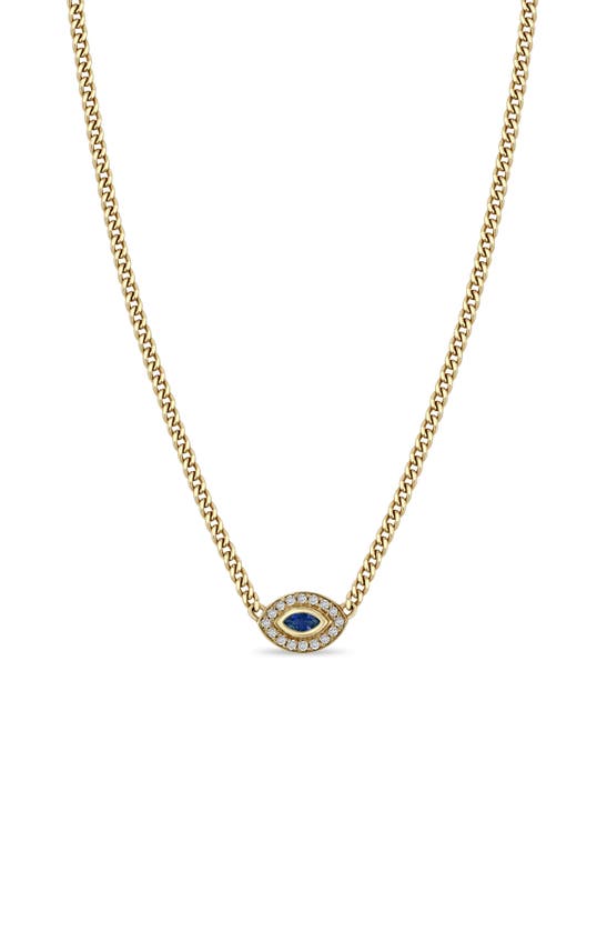 Shop Zoë Chicco Evil Eye Pendant Necklace In Yellow Gold
