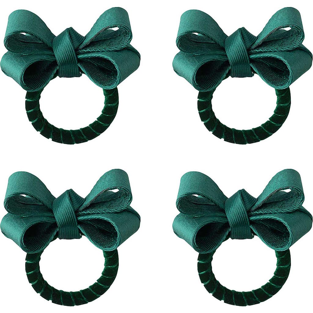 Juliska Tuxedo Stewart Tartan Napkin Rings, Set Of 4 In Evergreen