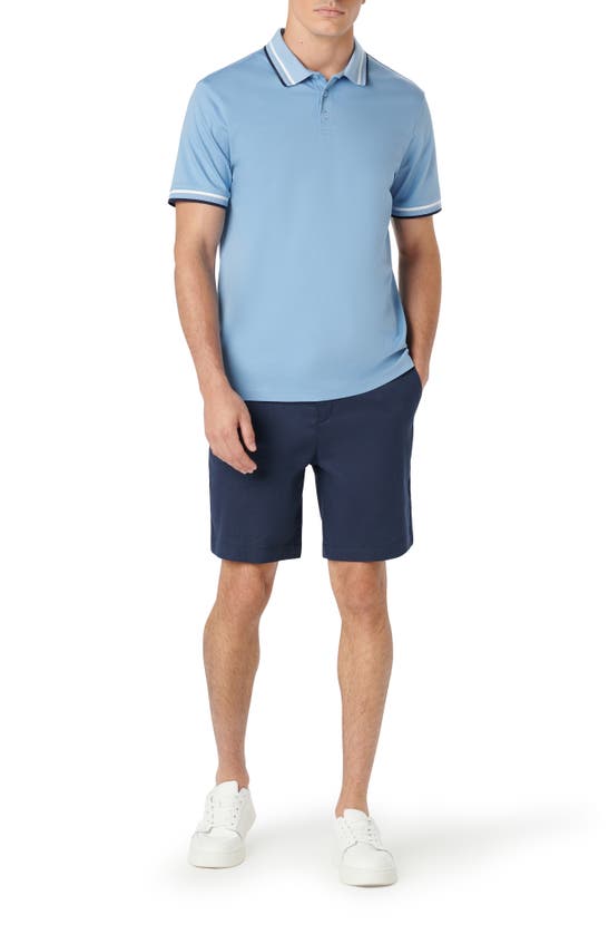 Shop Bugatchi Tipped Short Sleeve Cotton Polo In Air Blue