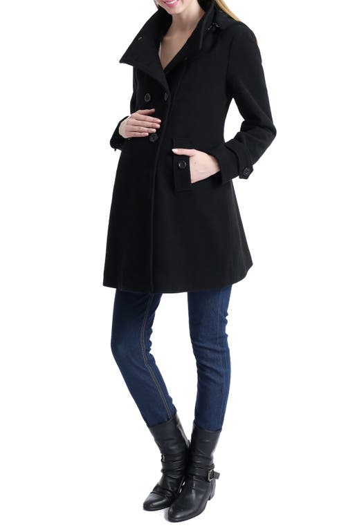 Kimi and Kai Penelope Wool Blend Maternity Trench Coat in Black