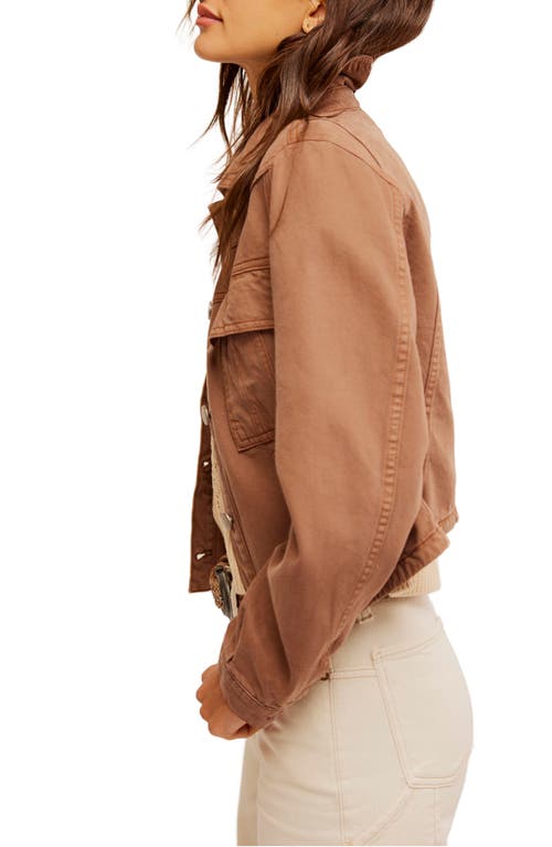 Shop Free People Jade Denim Jacket In Chocolate Mousse