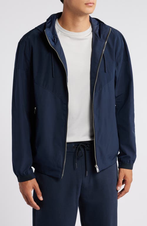 Shop Hugo Boss Boss Cireno Hooded Jacket In Dark Blue