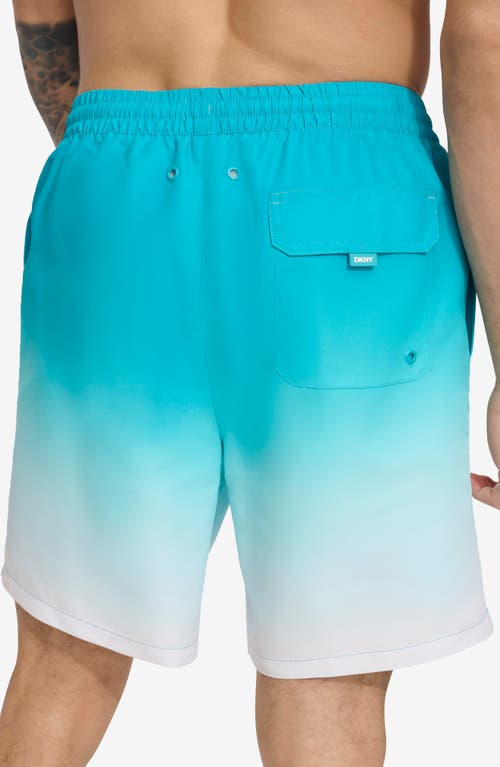 Dkny Core Volley Ombré Swim Trunks In Turquoise