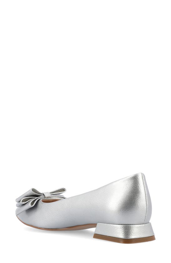 Journee Collection Ophelia Bow Pointed Toe Flat In Silver