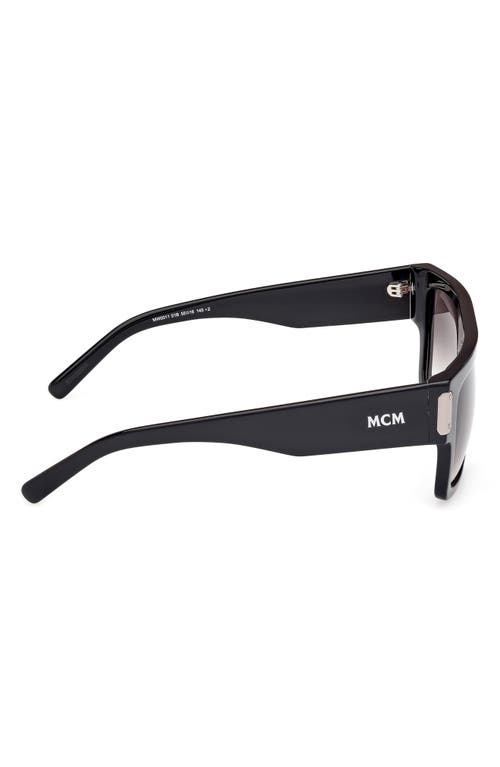Mcm 54mm Rectangular Sunglasses In Shiny Black/gradient Smoke