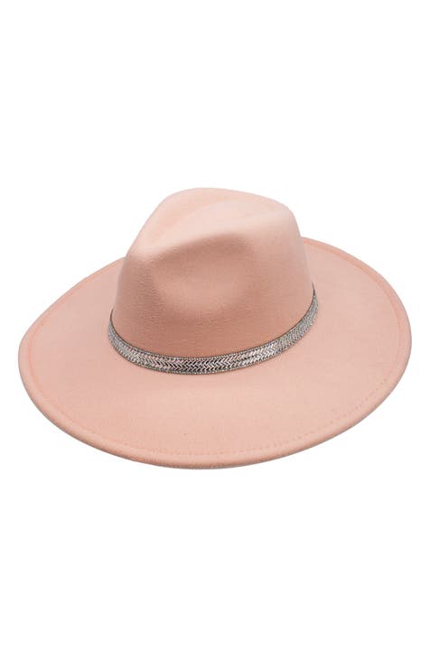 Light Pink Wide Brim Felt Hat for Women