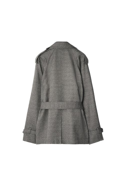 Shop Burberry Wool Silk Trench Jacket In Black/white