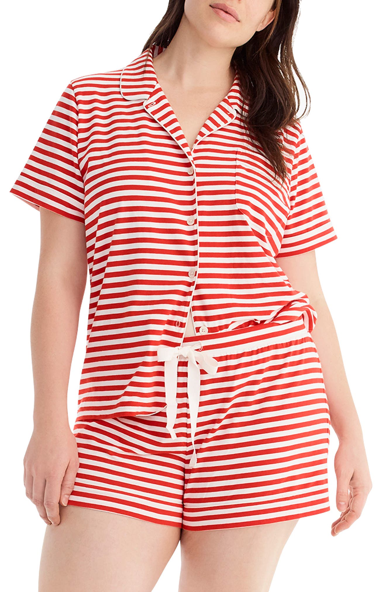 Plus Size J.crew Dreamy Stripe Knit Pajamas, Red
