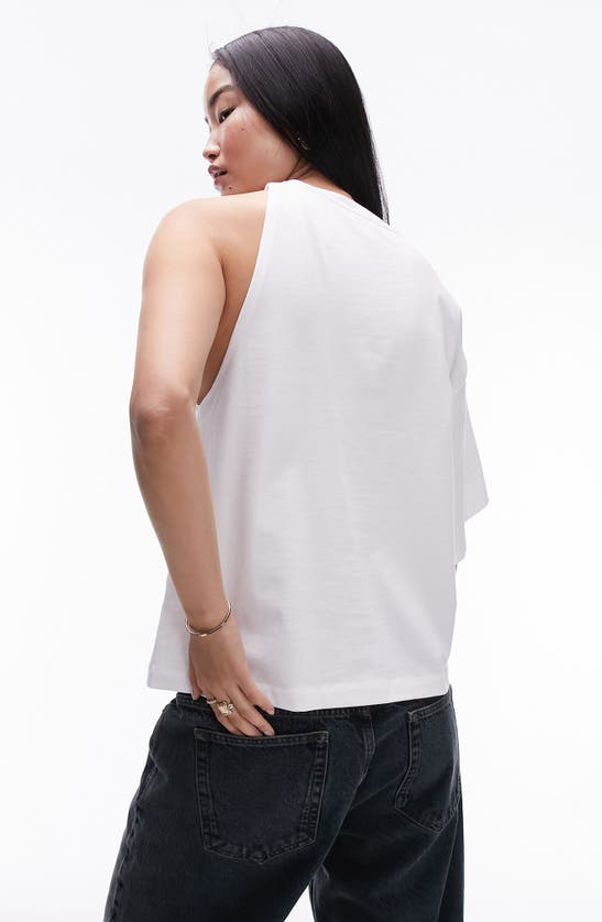 Shop Topshop Oversize Twist Neck Asymmetric T-shirt In Ivory