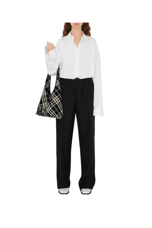 Burberry Black & Off-white Mini Check Bucket Bag In Black/calico