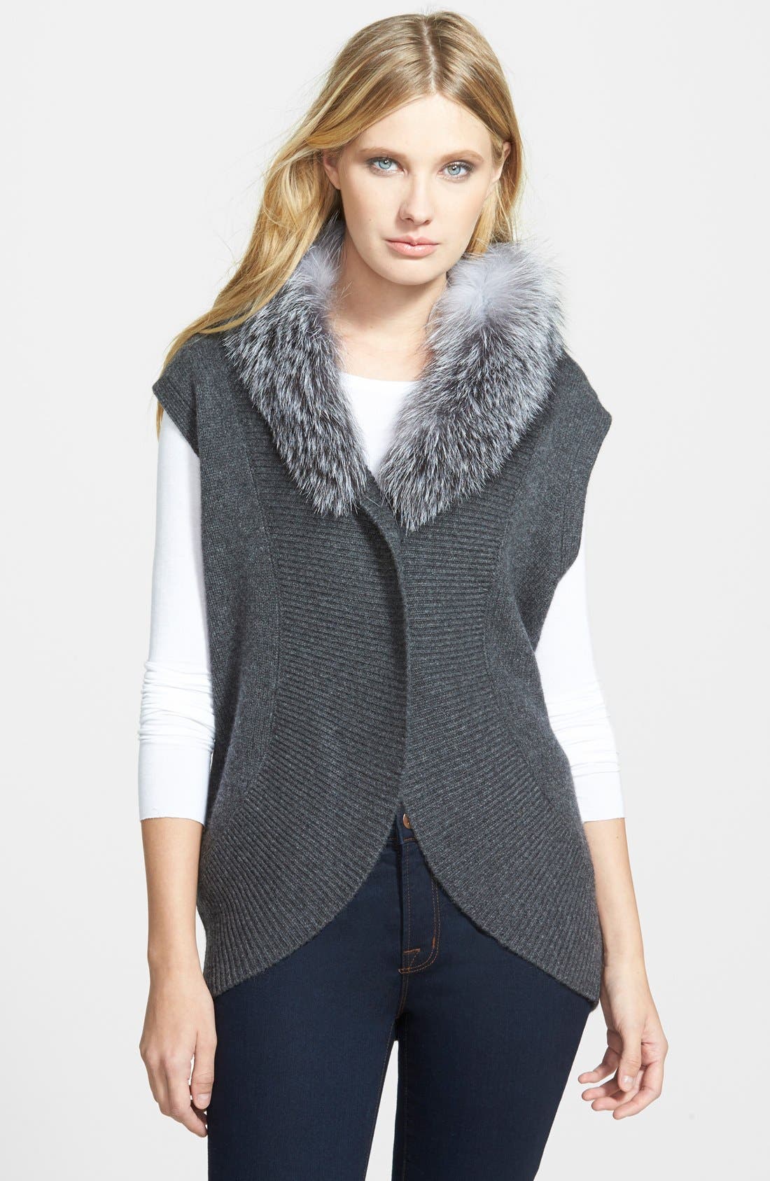 fox fur collar sweater