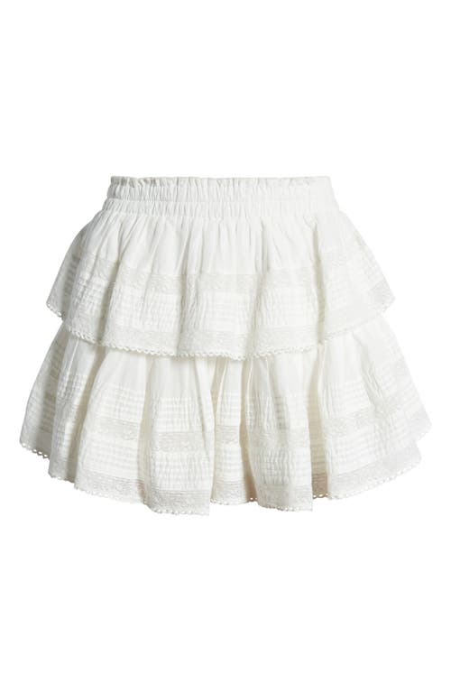Loveshackfancy Tiered Ruffle Cotton Miniskirt In Antique White