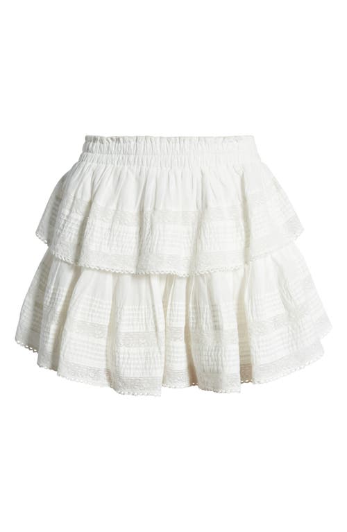 Shop Loveshackfancy Tiered Ruffle Cotton Miniskirt In Antique White