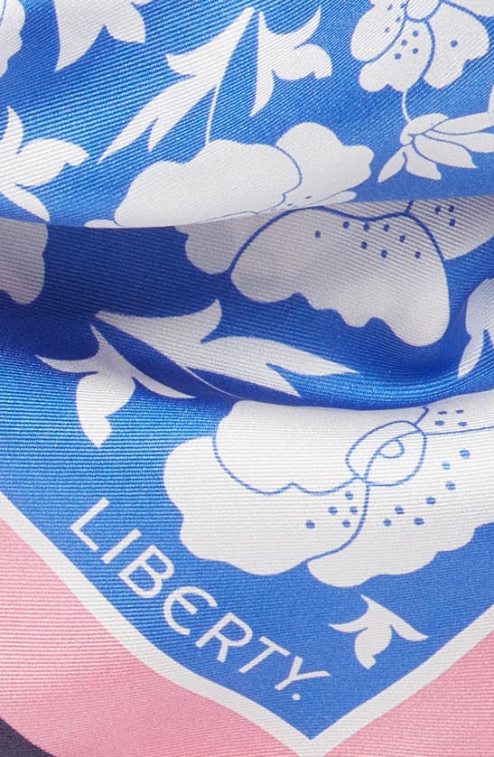 Shop Liberty London Poppy & Daisy Floral Silk Scarf In Blue