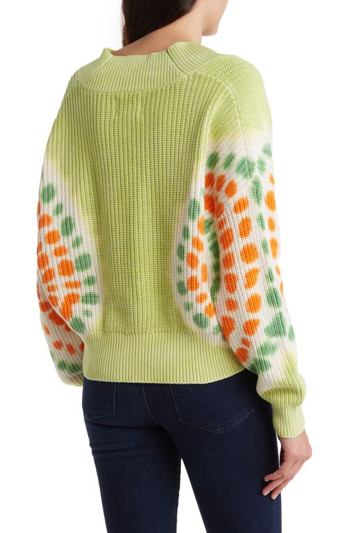 Shop Electric & Rose Roux Tie Dye Burst Pullover Sweater In Lime/tangerine