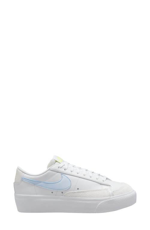Nike Blazer Low Platform Sneaker In White/blue Tint-lemon Twist