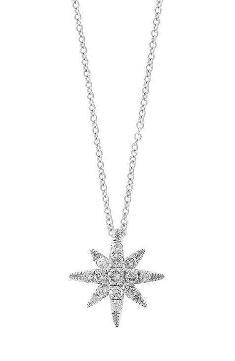 Sterling Silver Diamond Starburst Pendant Necklace - 0.23 ctw