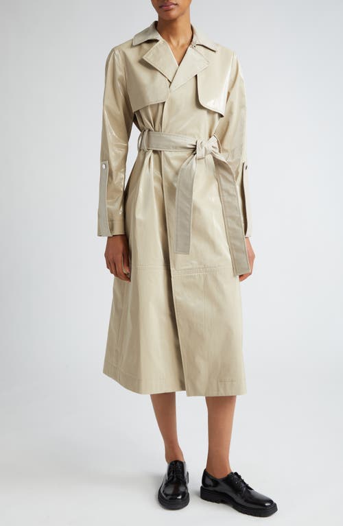 Carlo Water Repellent Coated Cotton Trench Coat in Sand