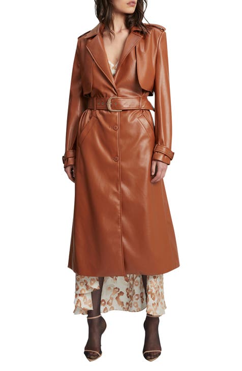 HidesandCult Women's Double Breasted Leather Trench Coat
