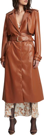 Bardot Vegan Leather Trench Coat in Black - Size M