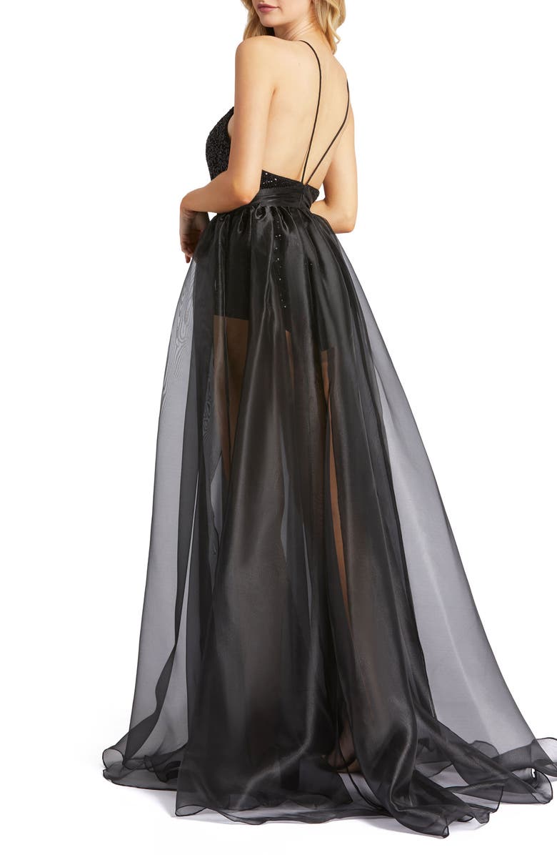 Ieena for Mac Duggal Sequin Bodysuit & Sheer Skirt Gown | Nordstrom