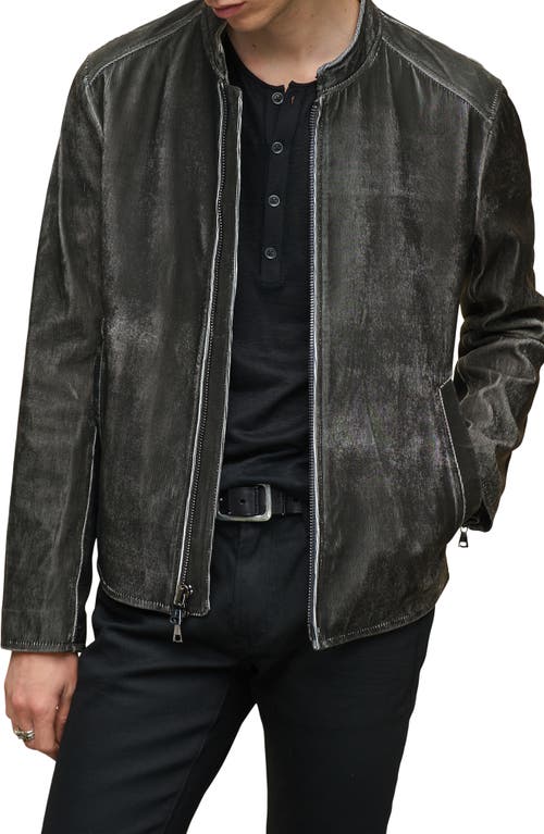 John Varvatos Socorro Multi Direction Leather Jacket in Seal Grey