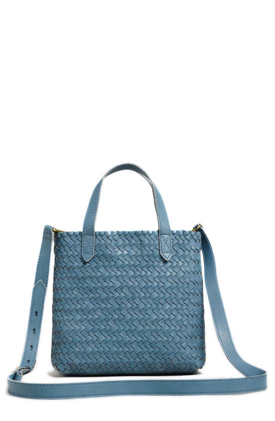 Madewell The Small Transport Crossbody: Woven Leather Edition In Ocean