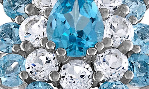 Shop Fzn Created Blue Topaz & Created White Sapphire Double Halo Ring In Swiss Blue Topaz