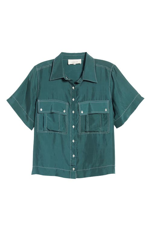 Shop The Great . The Cargo Silk Button-up Shirt In Deep Sea Green