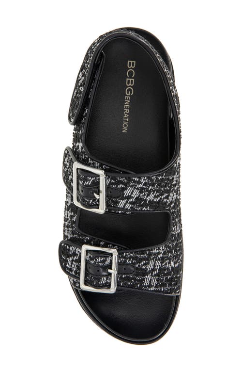 Bcbgeneration Beena Platform Sandal In Black-white Boucle