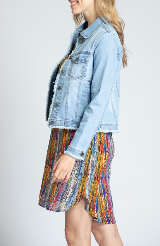 Apny Frayed Denim Jacket In Light Indigo